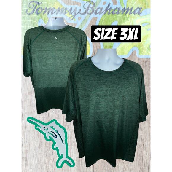 Tommy Bahama Green Heathered T-Shirt — Spandex/Polyester Blend — Size 3XL - Picture 1 of 9